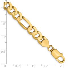 14K 7.5mm Flat Figaro Chain