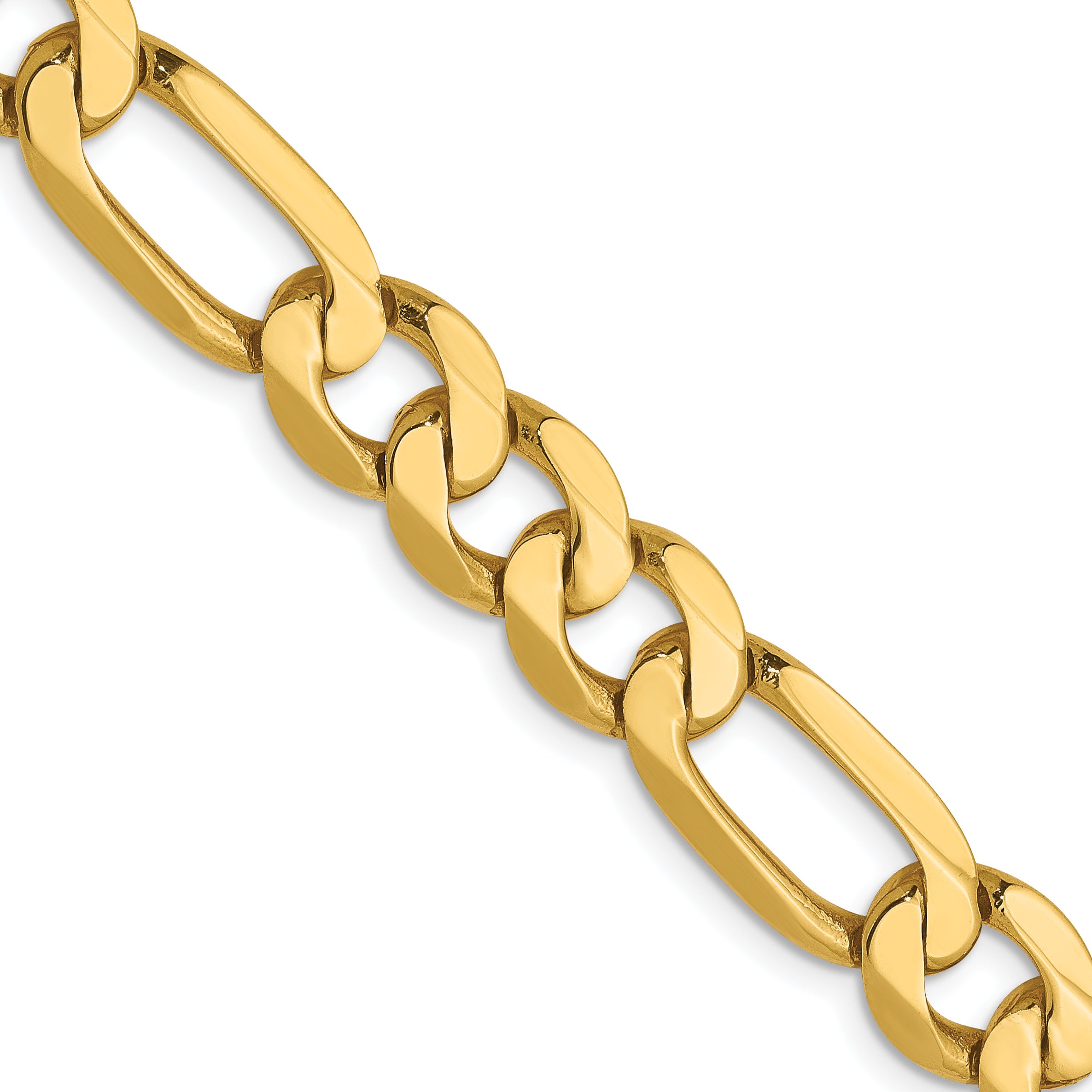 14K 7.5mm Flat Figaro Chain