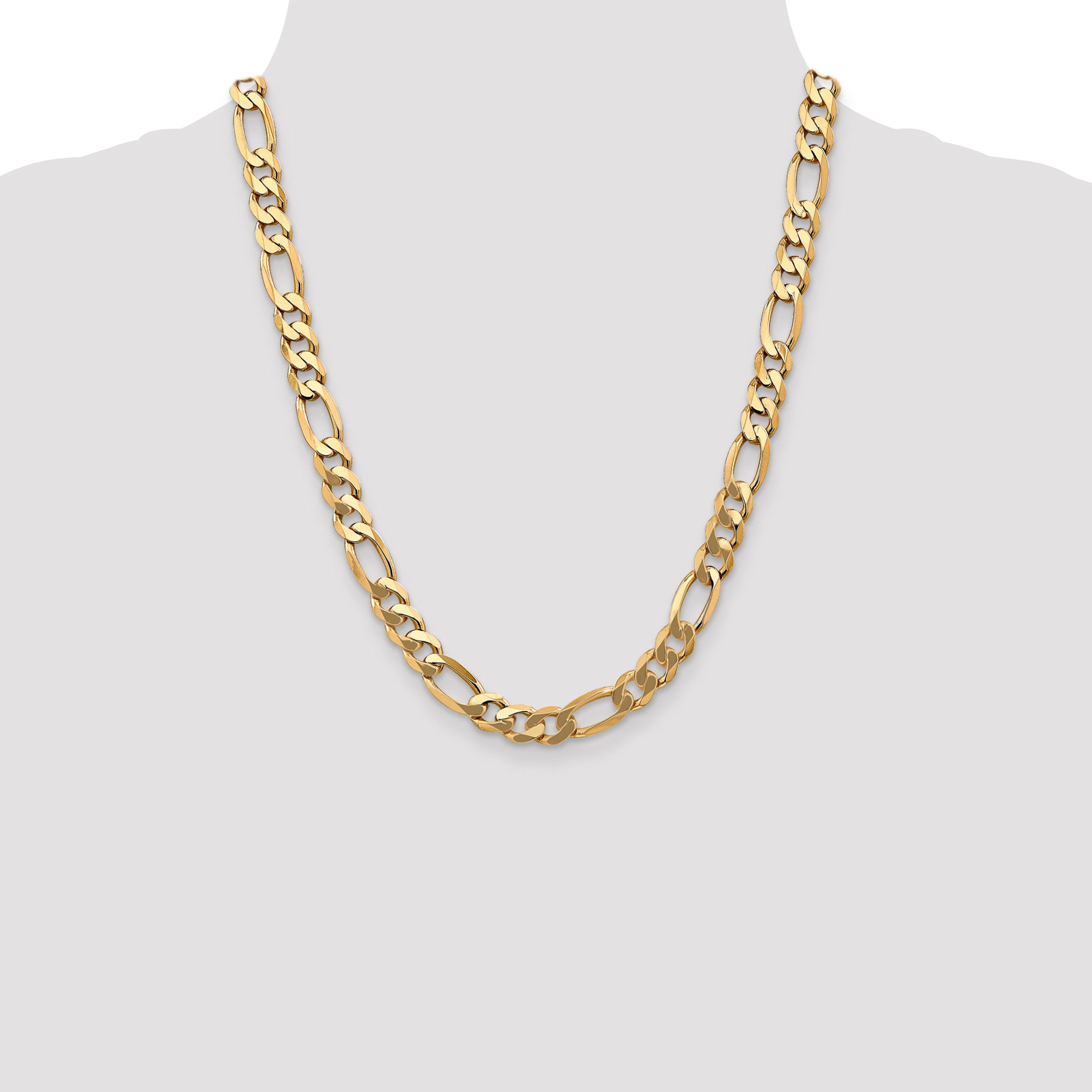 14K 8.75mm Flat Figaro Chain