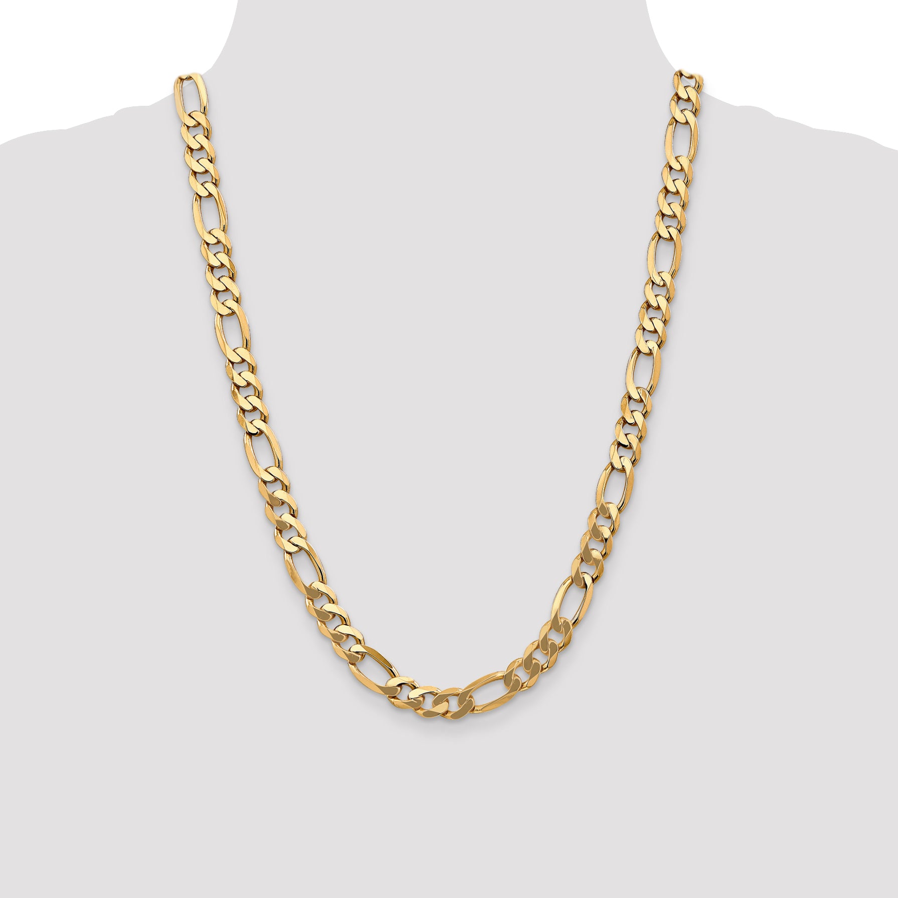 14K 8.75mm Flat Figaro Chain