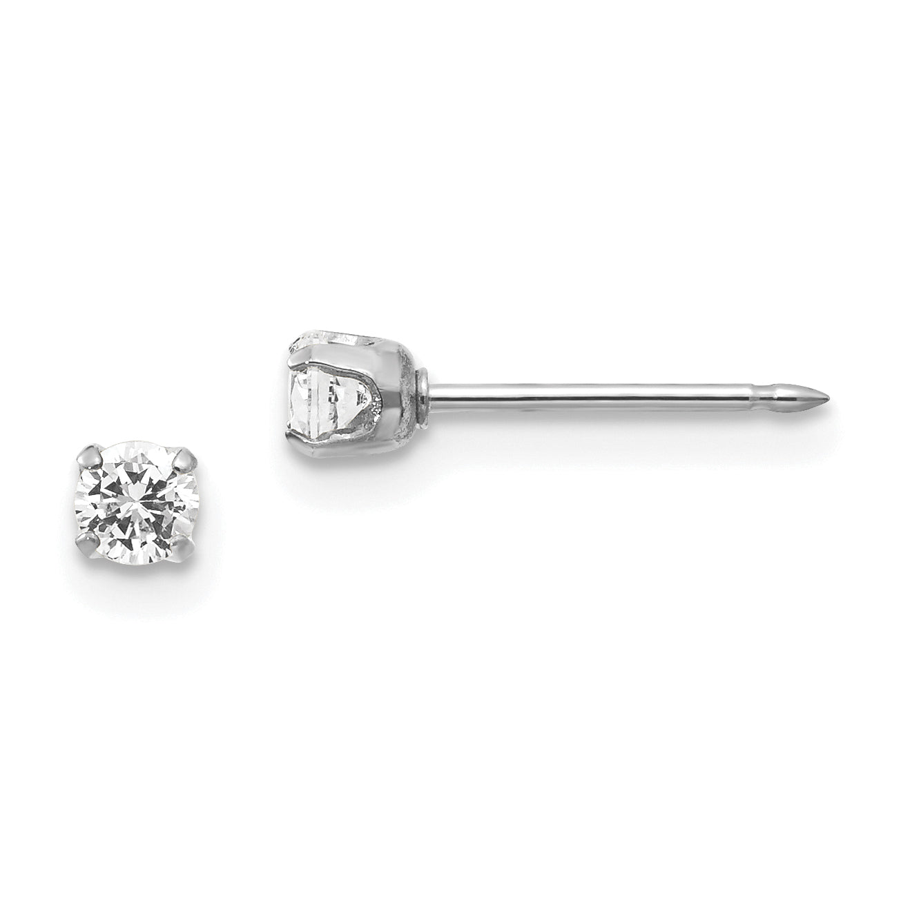 Inverness 14k White Gold 3mm CZ Post Earrings