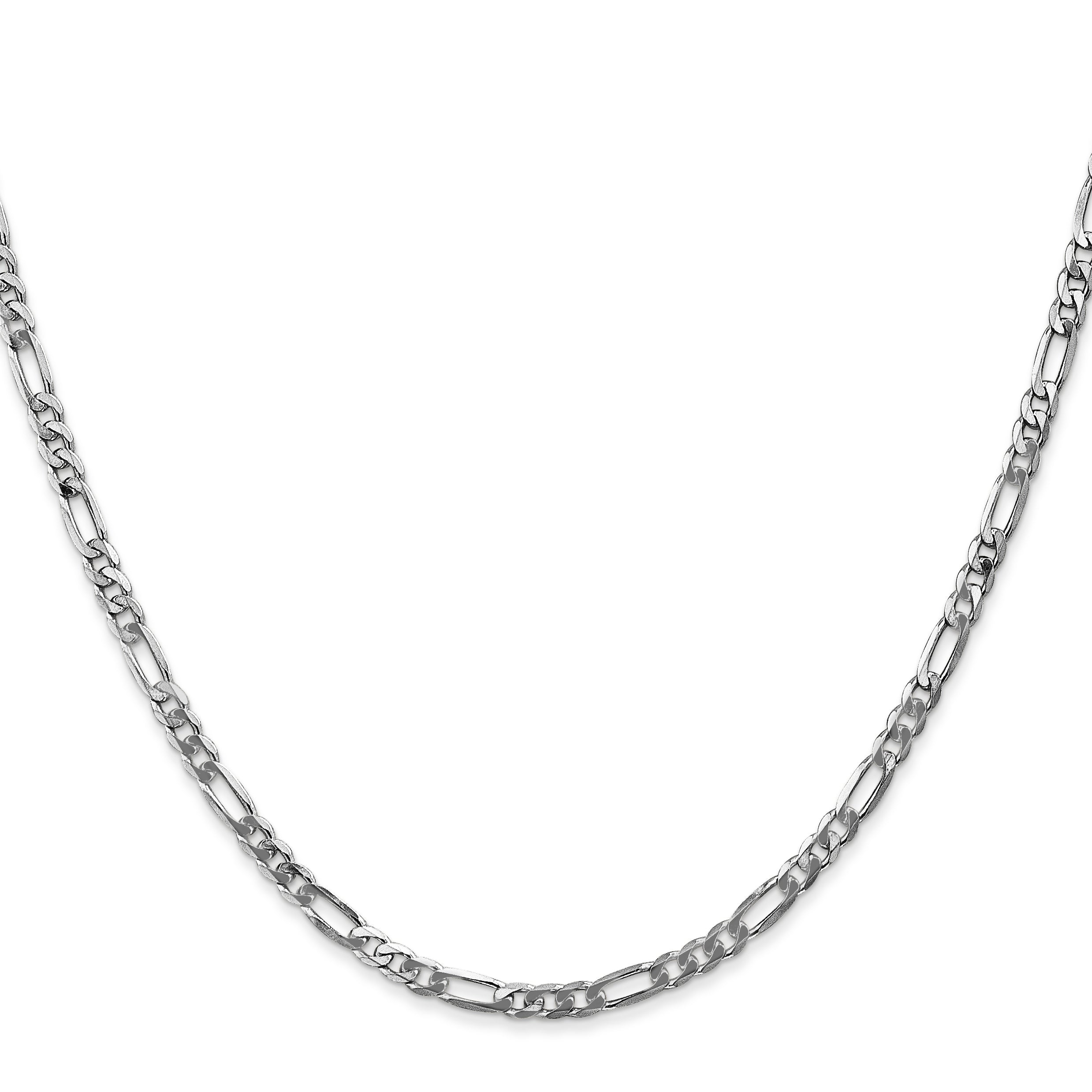 14K White Gold 3mm Flat Figaro Chain