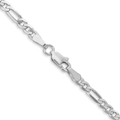 14K White Gold 3mm Flat Figaro Chain