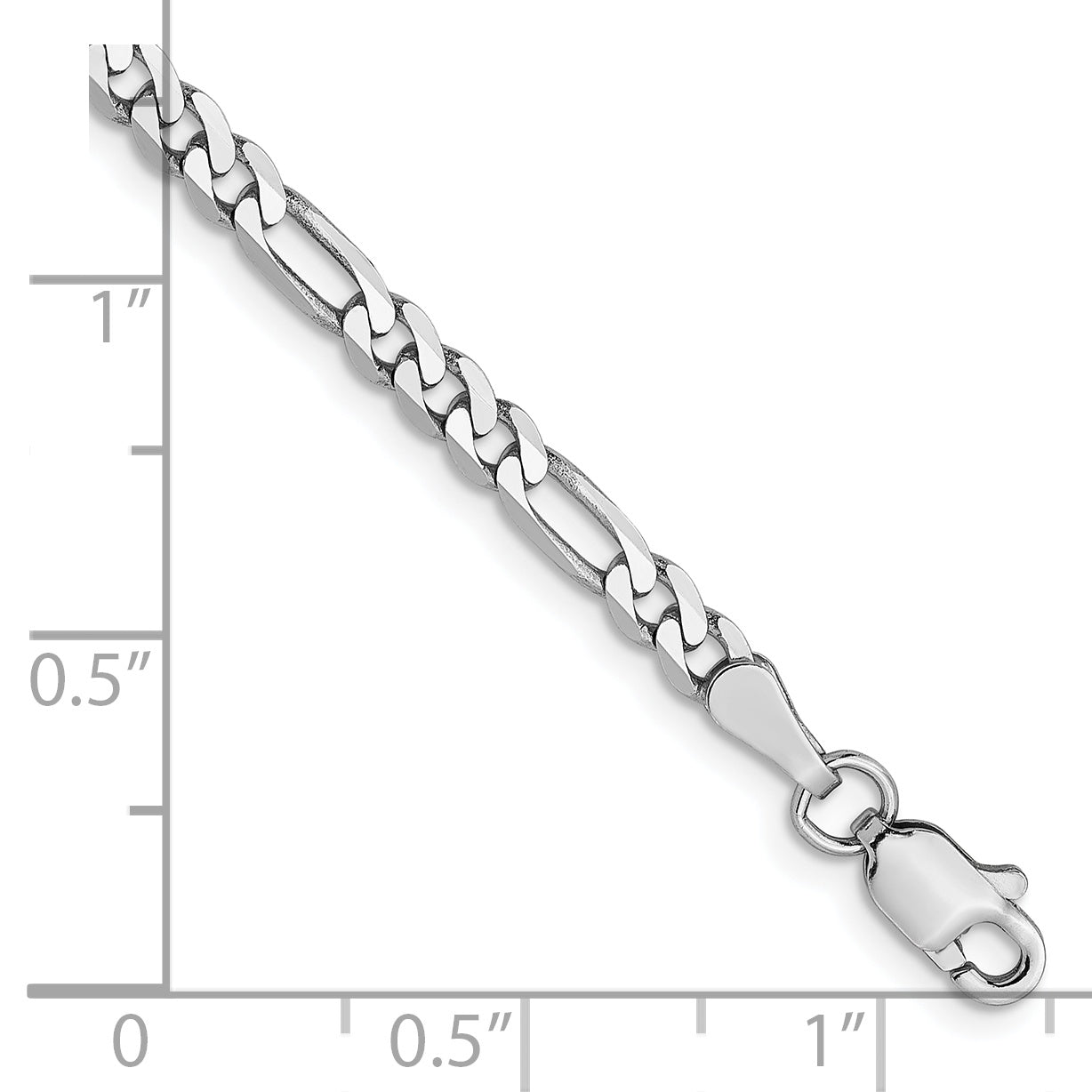 14K White Gold 3mm Flat Figaro Chain