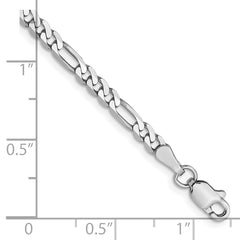 14K White Gold 3mm Flat Figaro Chain