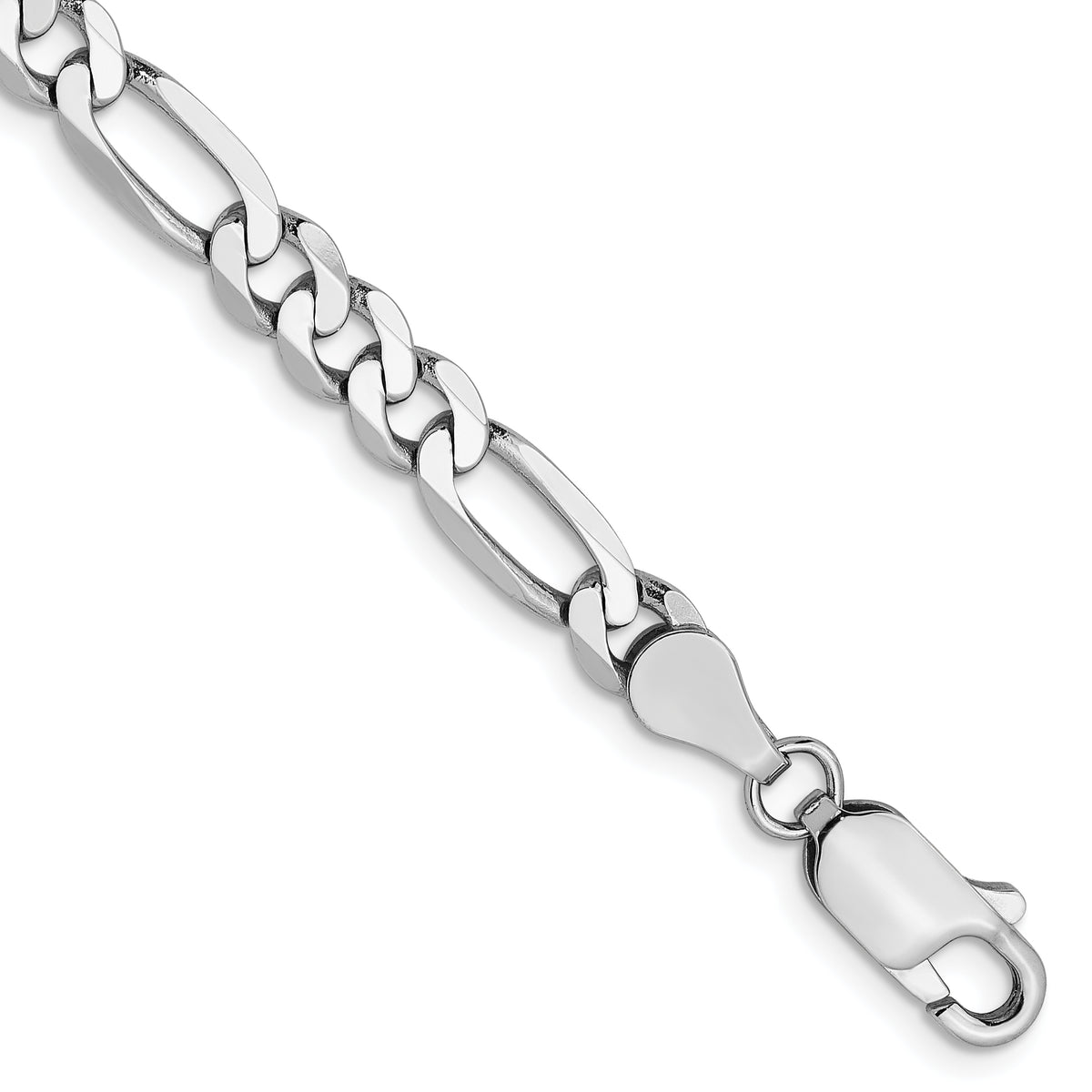 14K White Gold 5mm Flat Figaro Chain