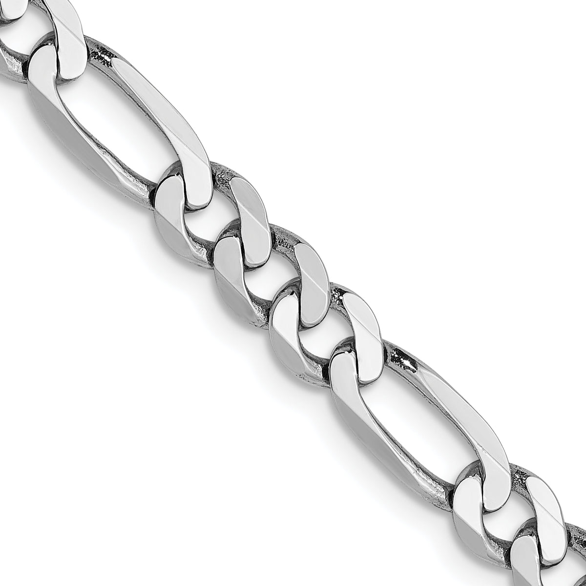 14K White Gold 5mm Flat Figaro Chain