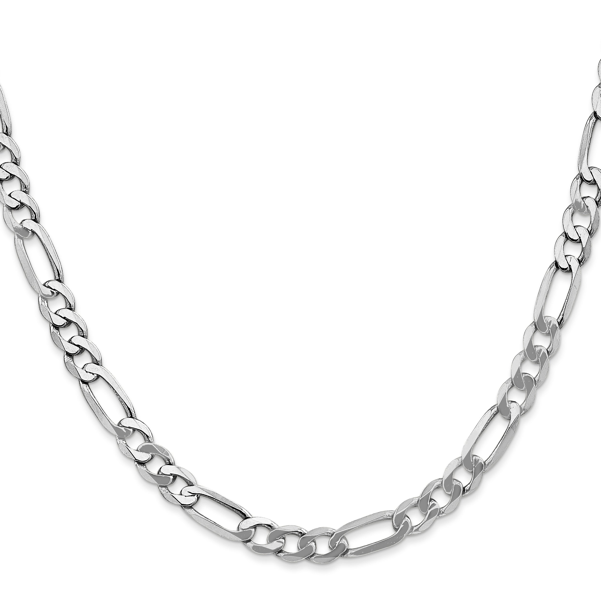 14K White Gold 5.5mm Flat Figaro Chain