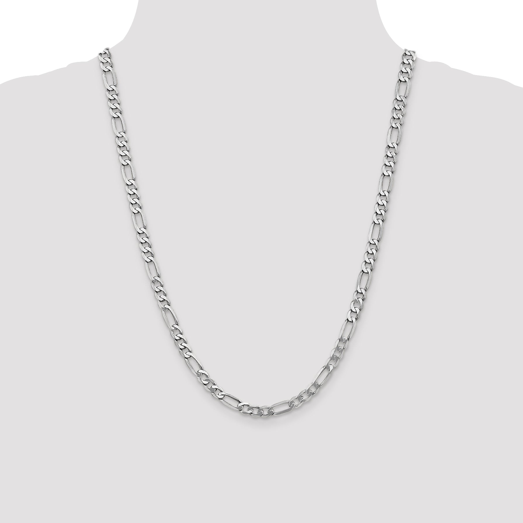 14K White Gold 5.5mm Flat Figaro Chain