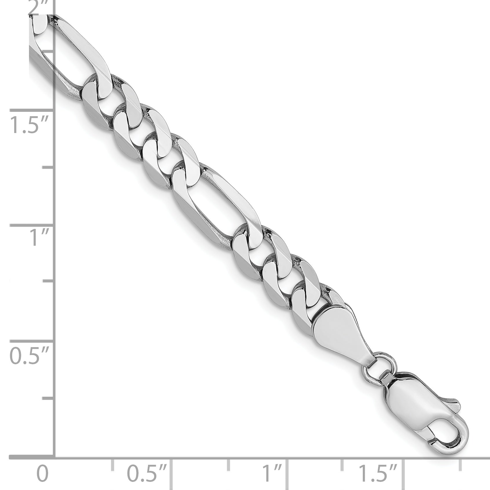 14K White Gold 5.5mm Flat Figaro Chain