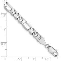 14K White Gold 5.5mm Flat Figaro Chain