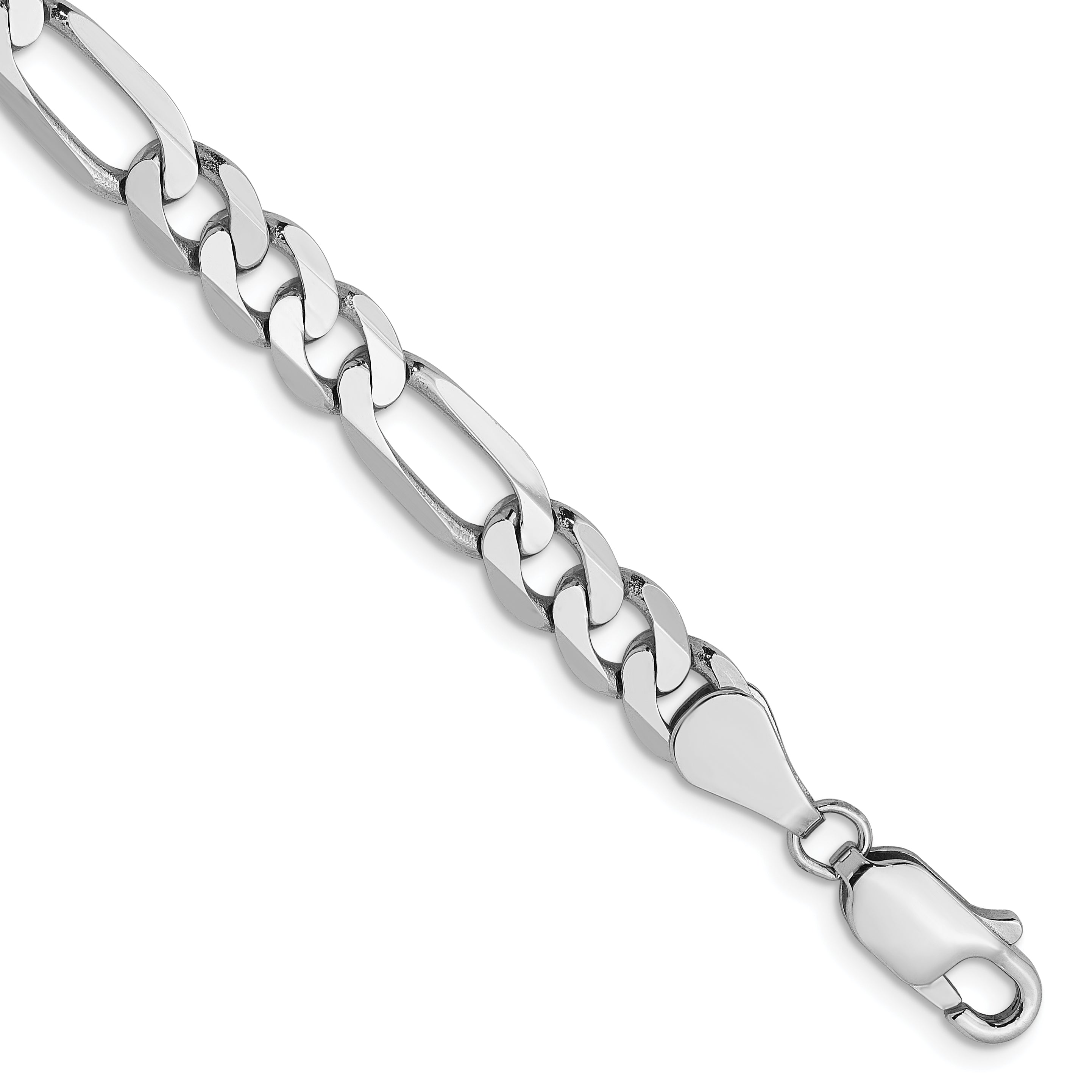 14K White Gold 5.5mm Flat Figaro Chain