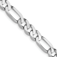 14K White Gold 5.5mm Flat Figaro Chain