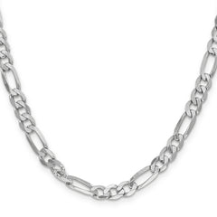 14K White Gold 6mm Flat Figaro Chain