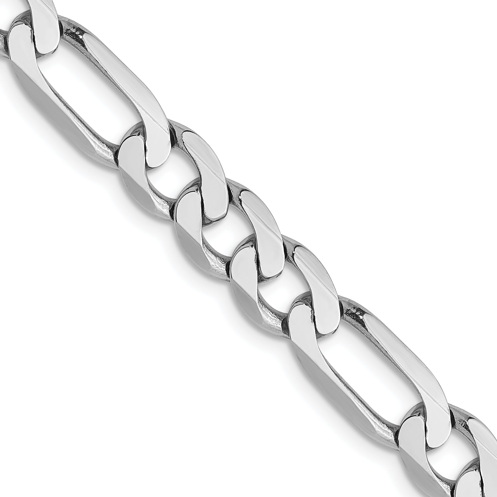 14K White Gold 6mm Flat Figaro Chain