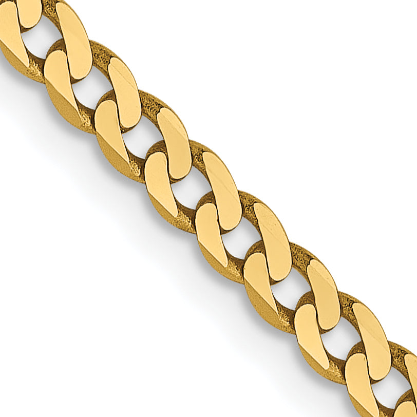 14K 2.3mm Flat Beveled Curb Chain