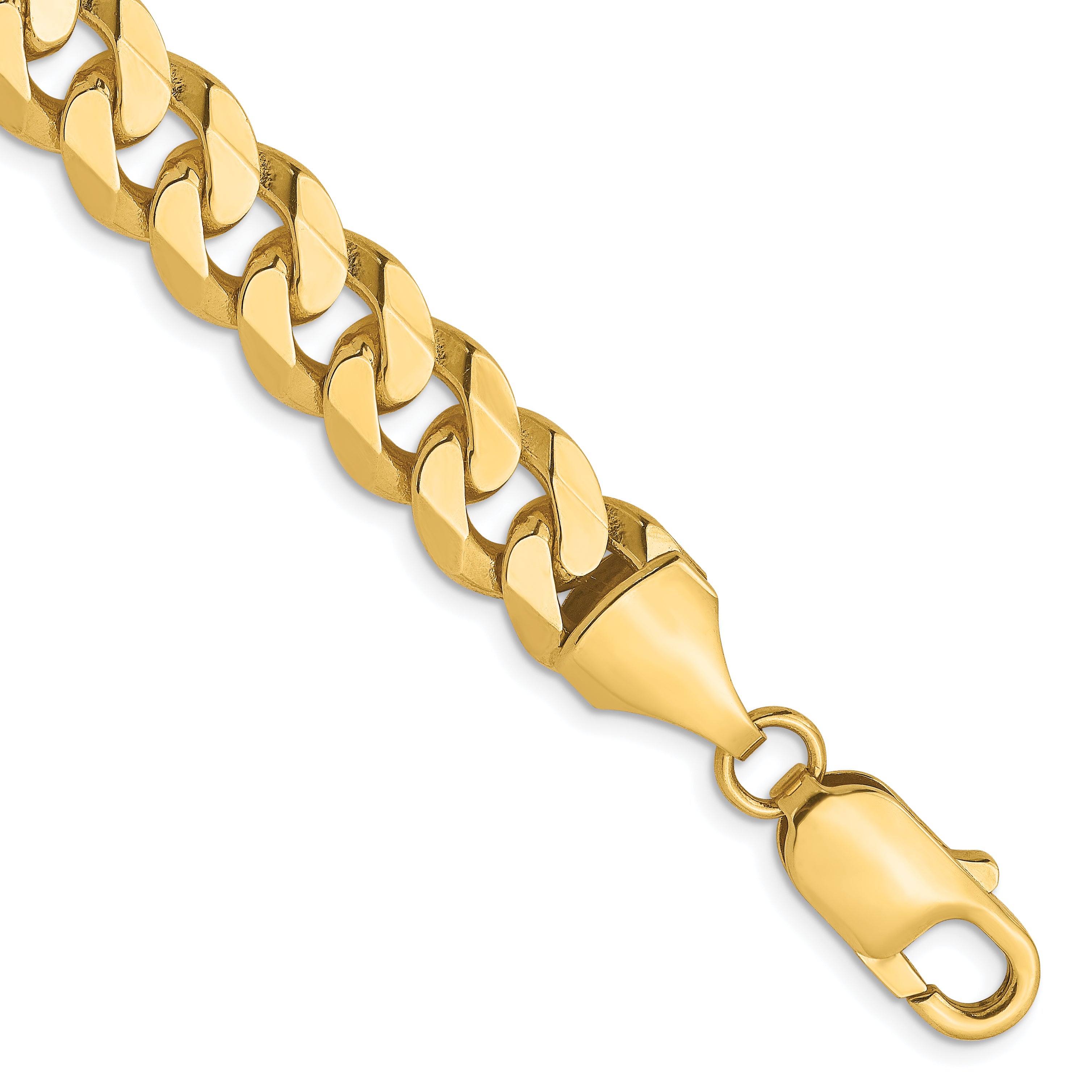 14K 8.75mm Flat Beveled Curb Chain