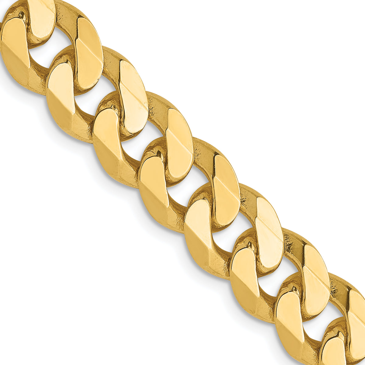 14K 8.75mm Flat Beveled Curb Chain