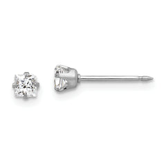 Inverness 14k White Gold 3mm Square CZ Post Earrings