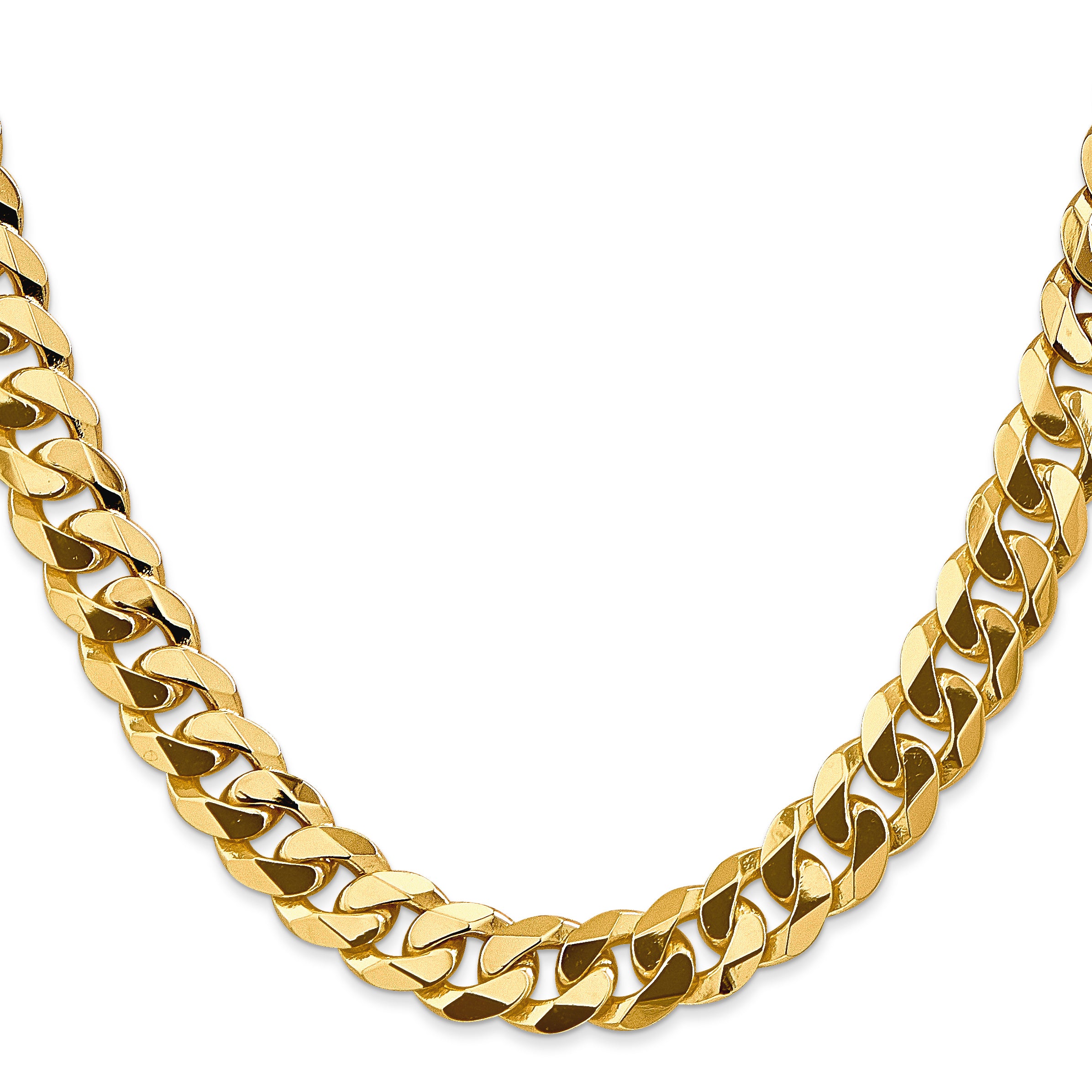 14K 9.5mm Flat Beveled Curb Chain