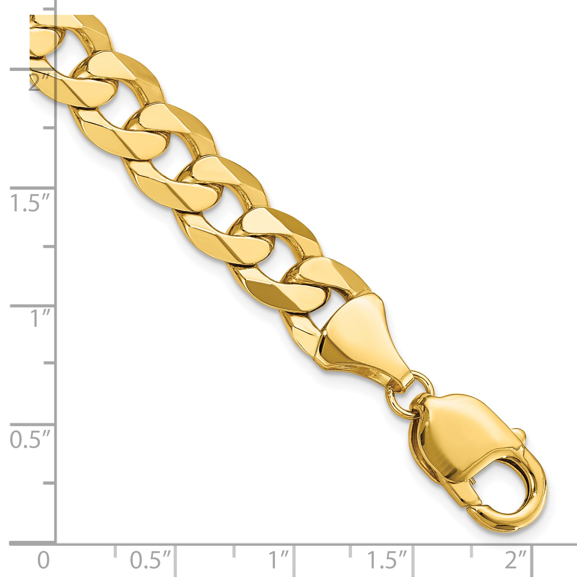 14K 9.5mm Flat Beveled Curb Chain