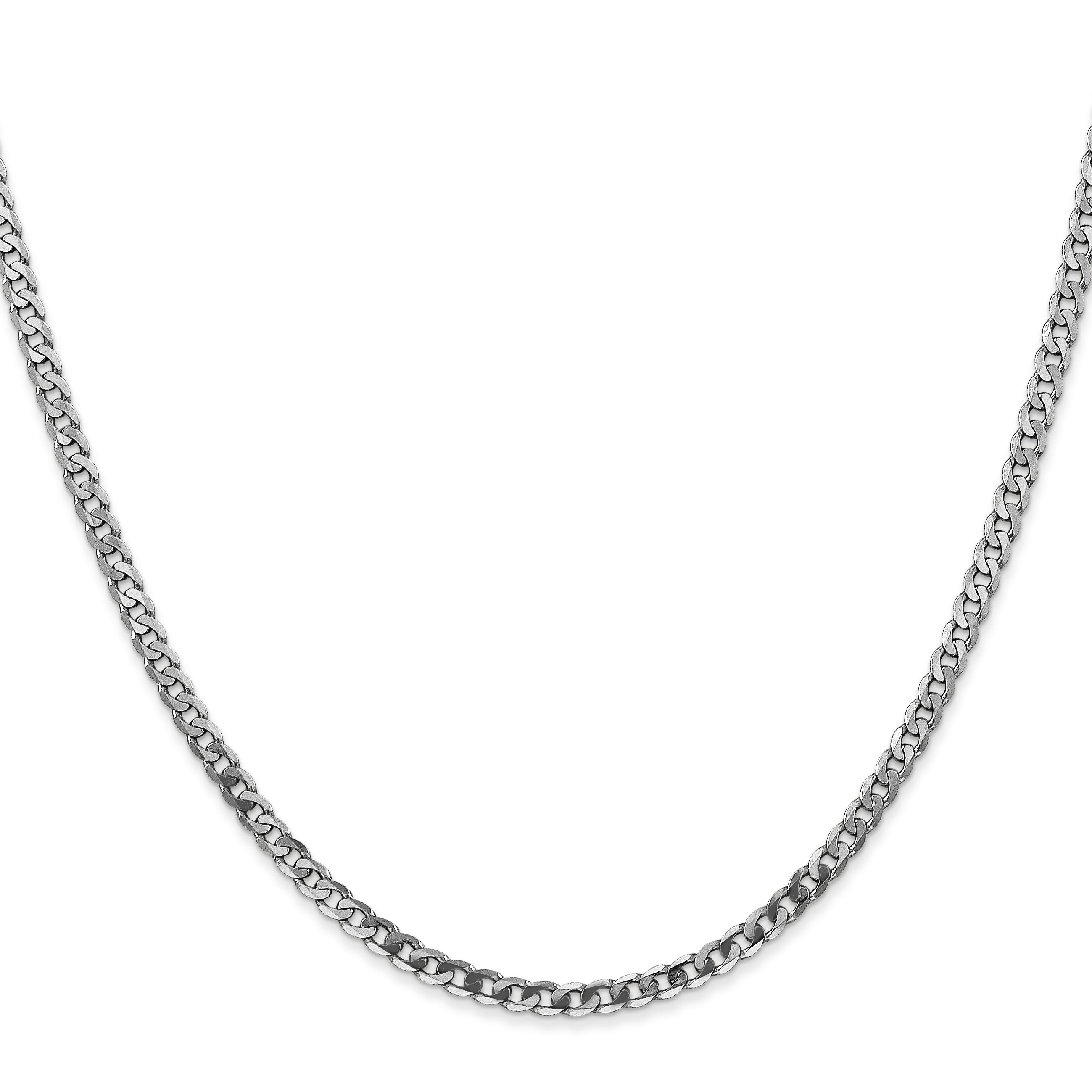 14K White Gold 2.9mm Flat Beveled Curb Chain