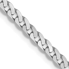 14K White Gold 2.9mm Flat Beveled Curb Chain