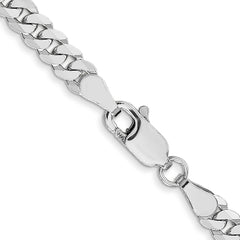 14K White Gold 3.9mm Flat Beveled Curb Chain