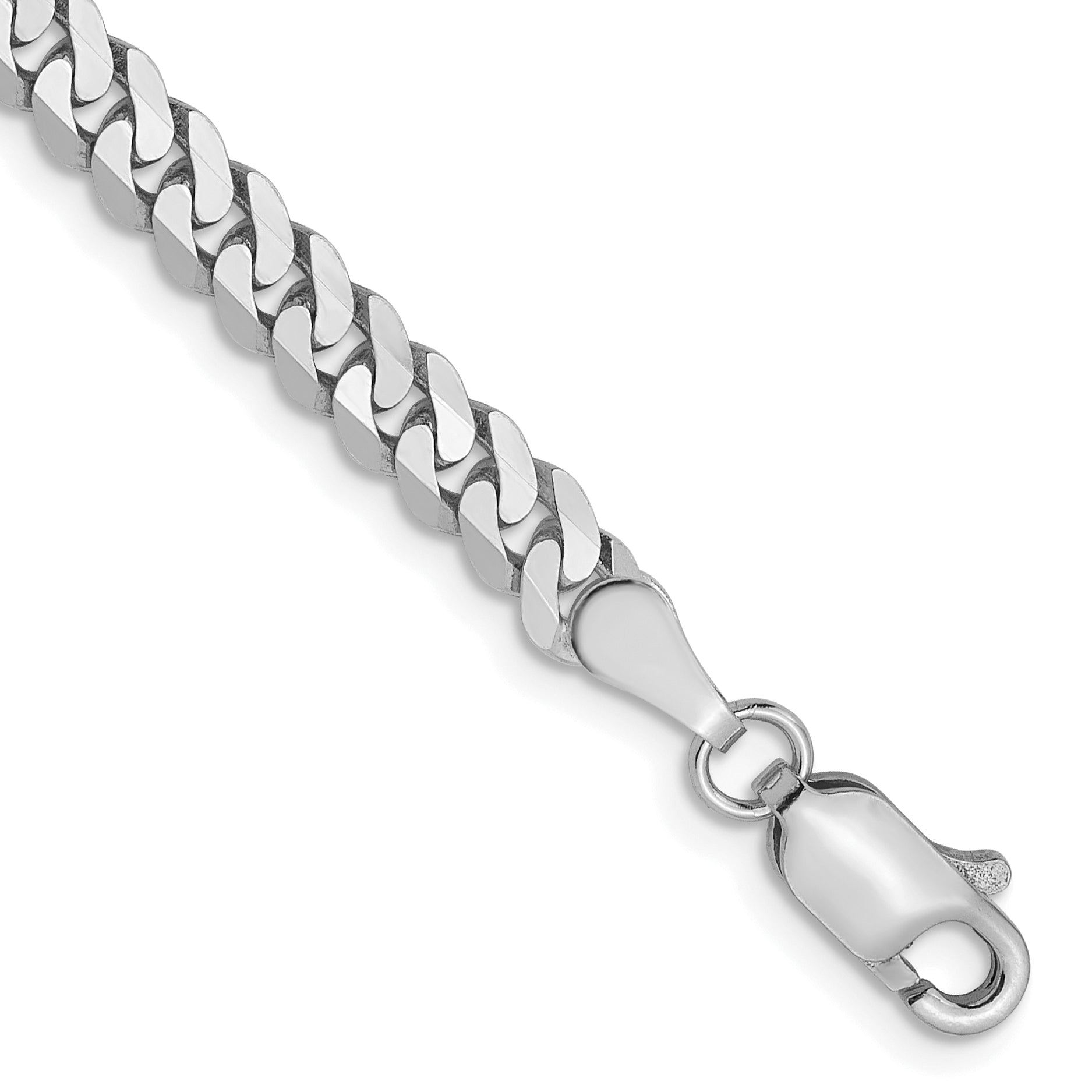 14K White Gold 3.9mm Flat Beveled Curb Chain