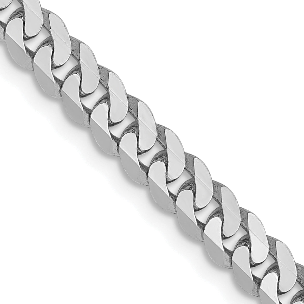 14K White Gold 3.9mm Flat Beveled Curb Chain