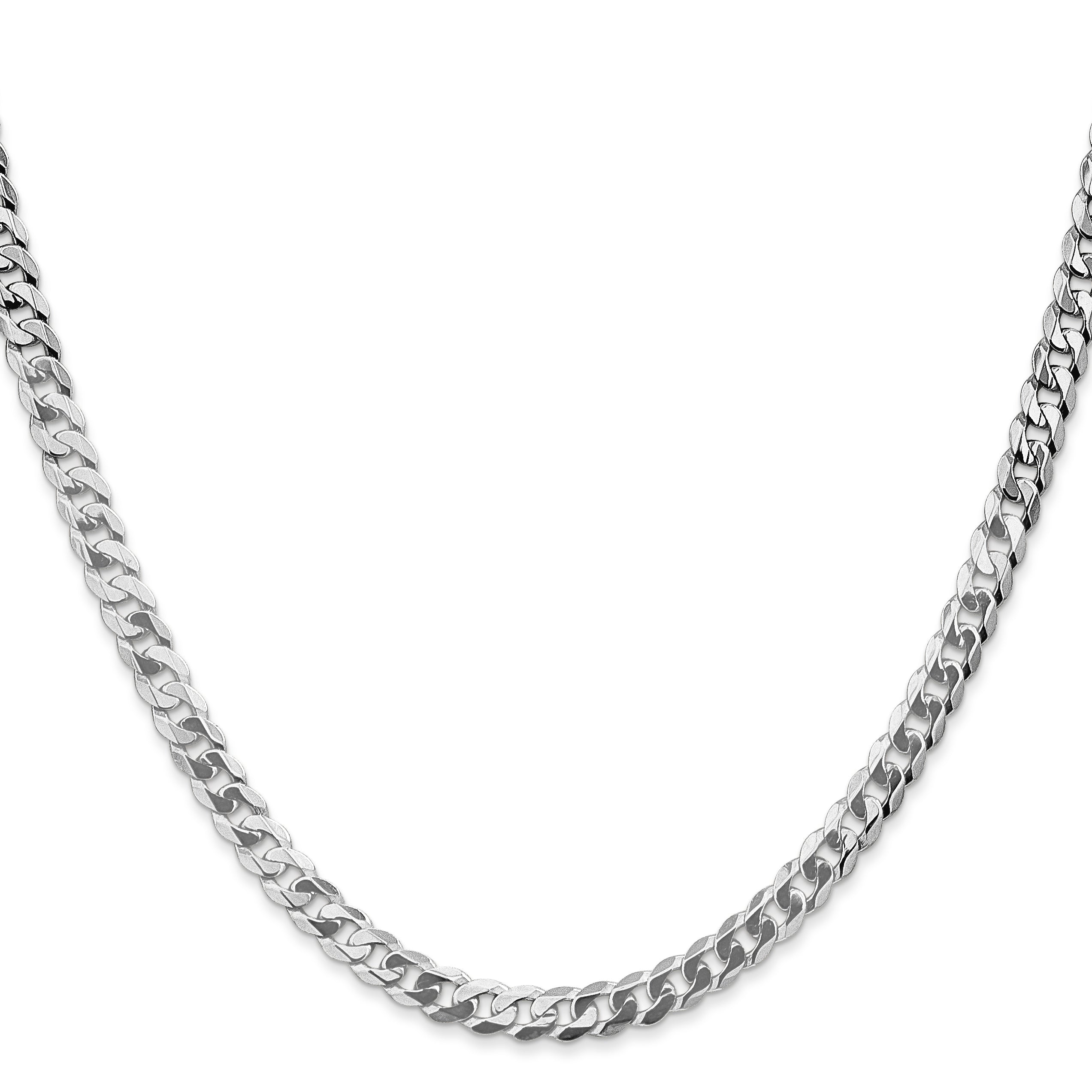 14K White Gold 4.5mm Flat Beveled Curb Chain