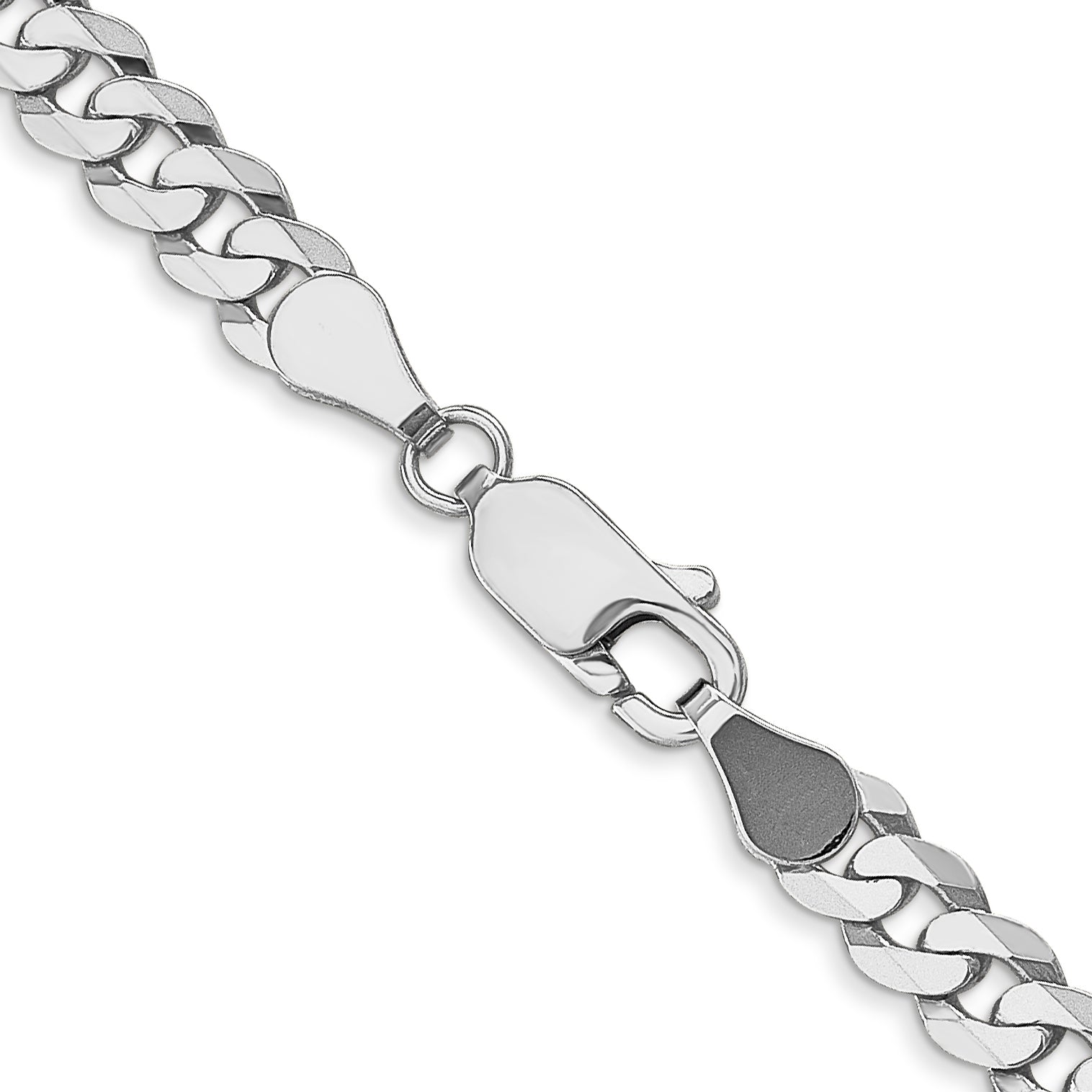 14K White Gold 4.5mm Flat Beveled Curb Chain