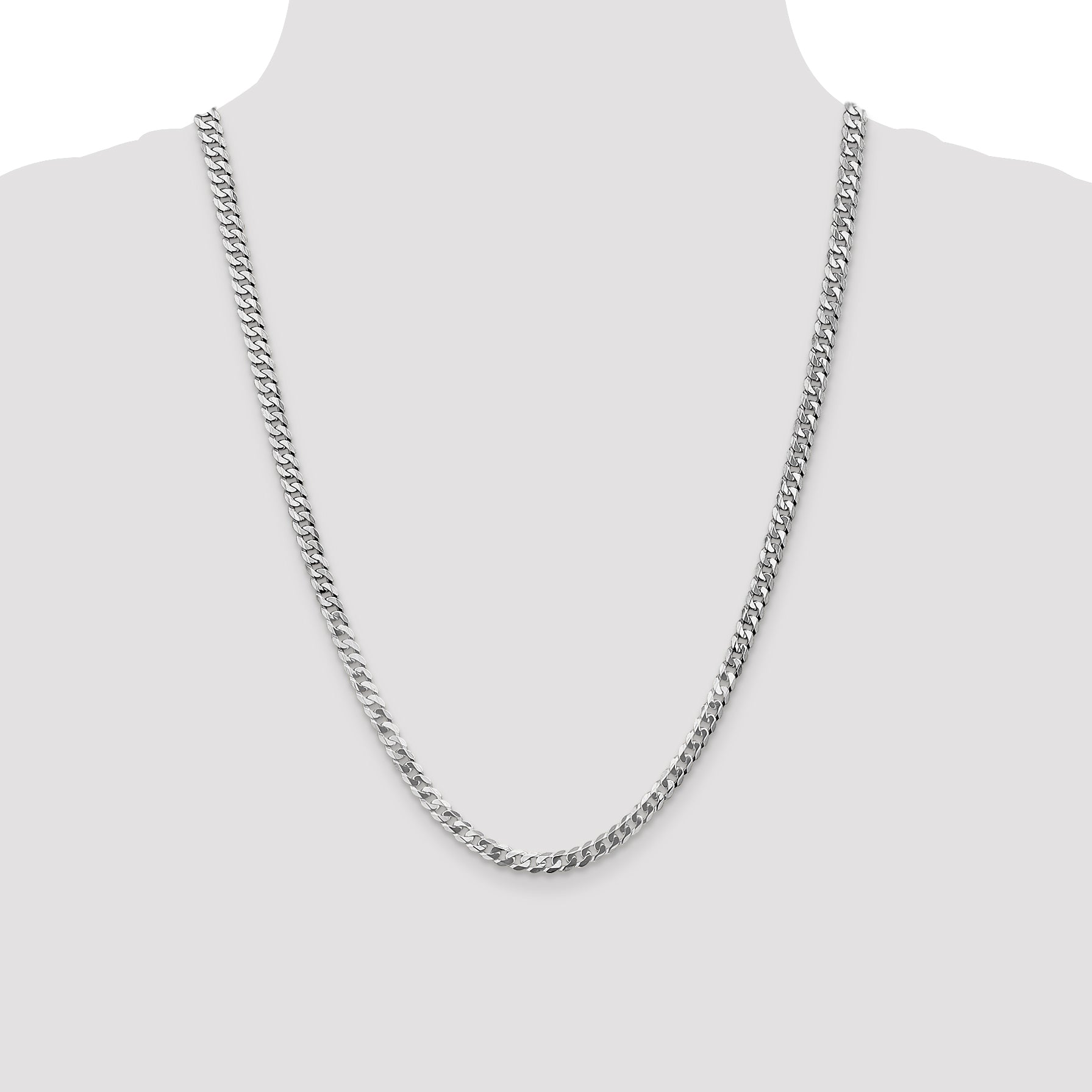 14K White Gold 4.5mm Flat Beveled Curb Chain