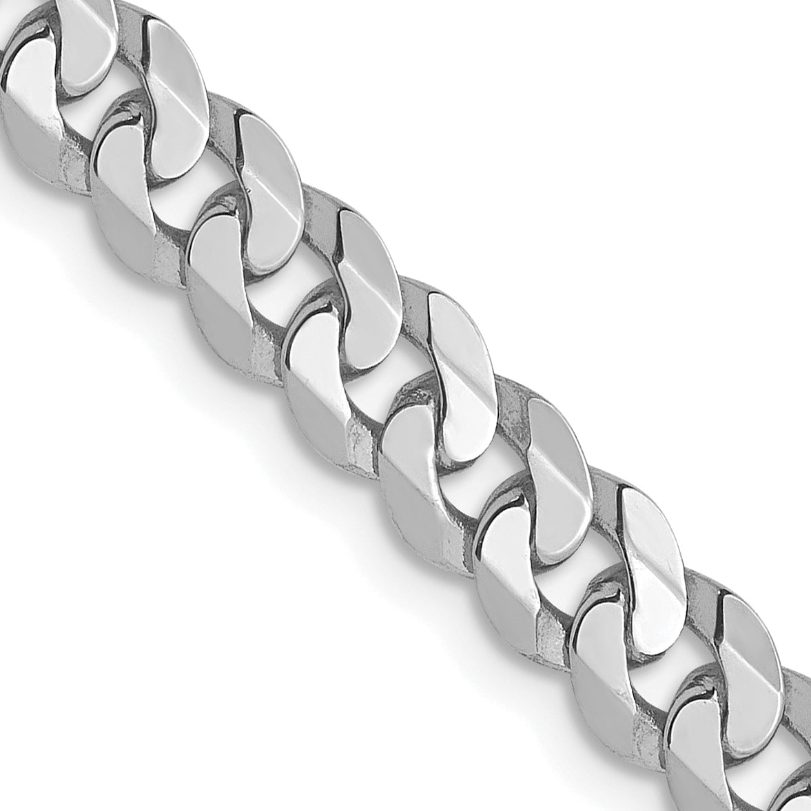 14K White Gold 4.5mm Flat Beveled Curb Chain