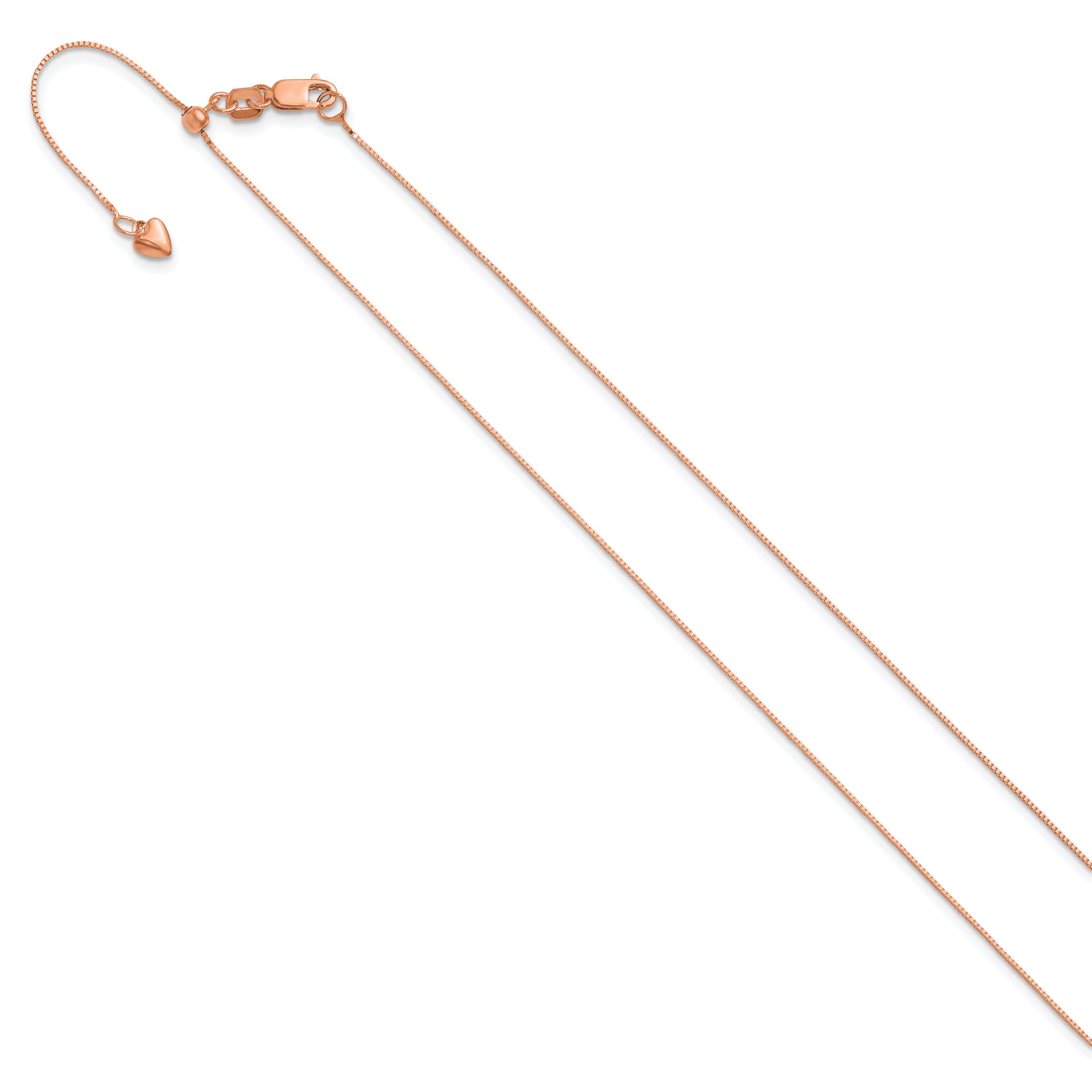 14K Rose Gold Adjustable .55mm Baby Box Chain