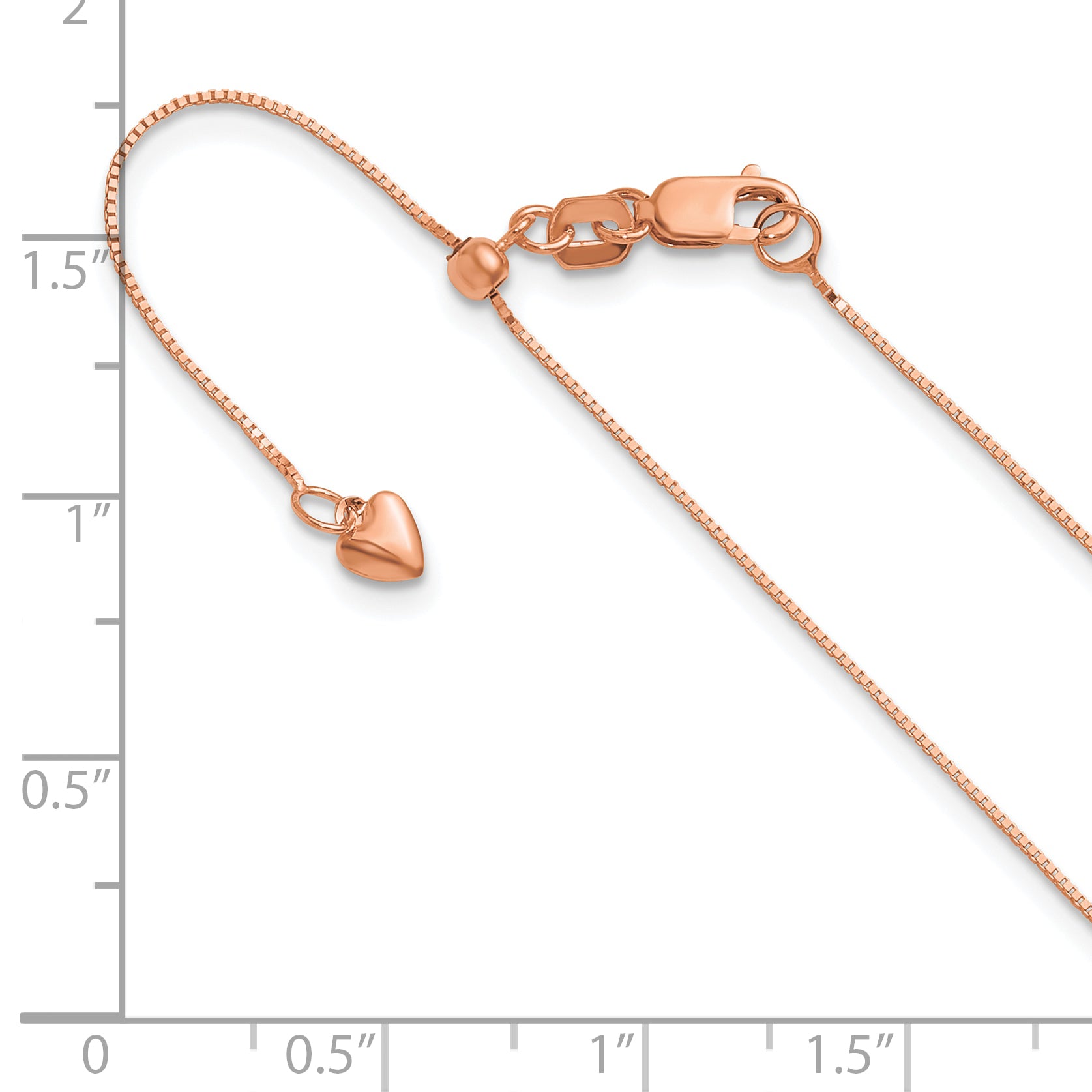 14K Rose Gold Adjustable .55mm Baby Box Chain