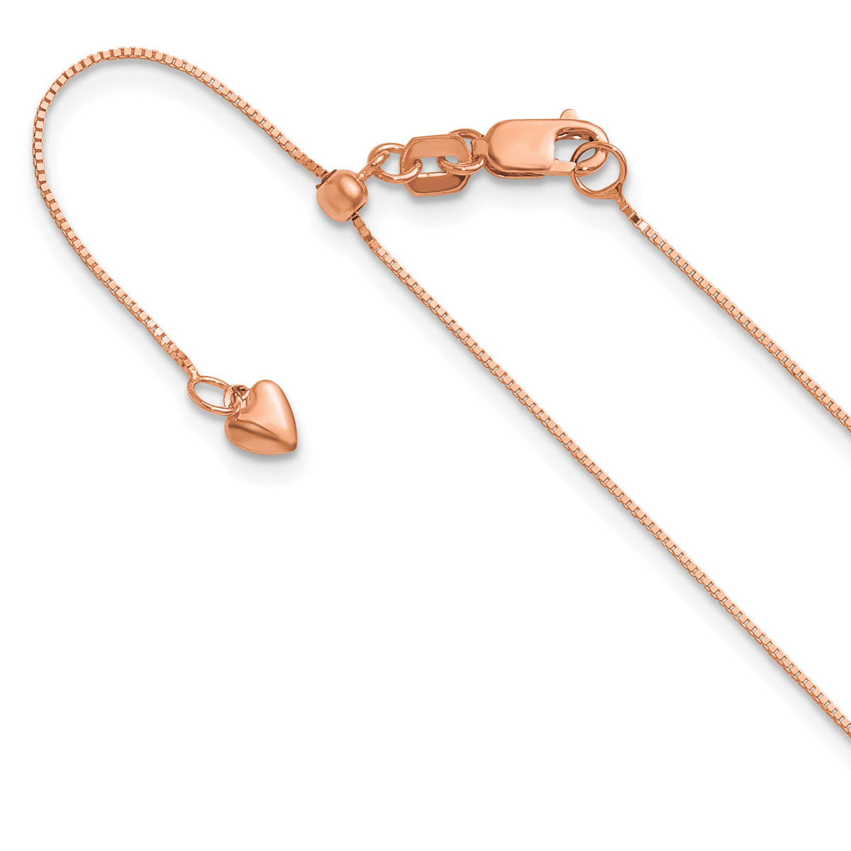 14K Rose Gold Adjustable .55mm Baby Box Chain