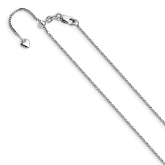 14K White Gold Adjustable 1mm  D/C Box Chain