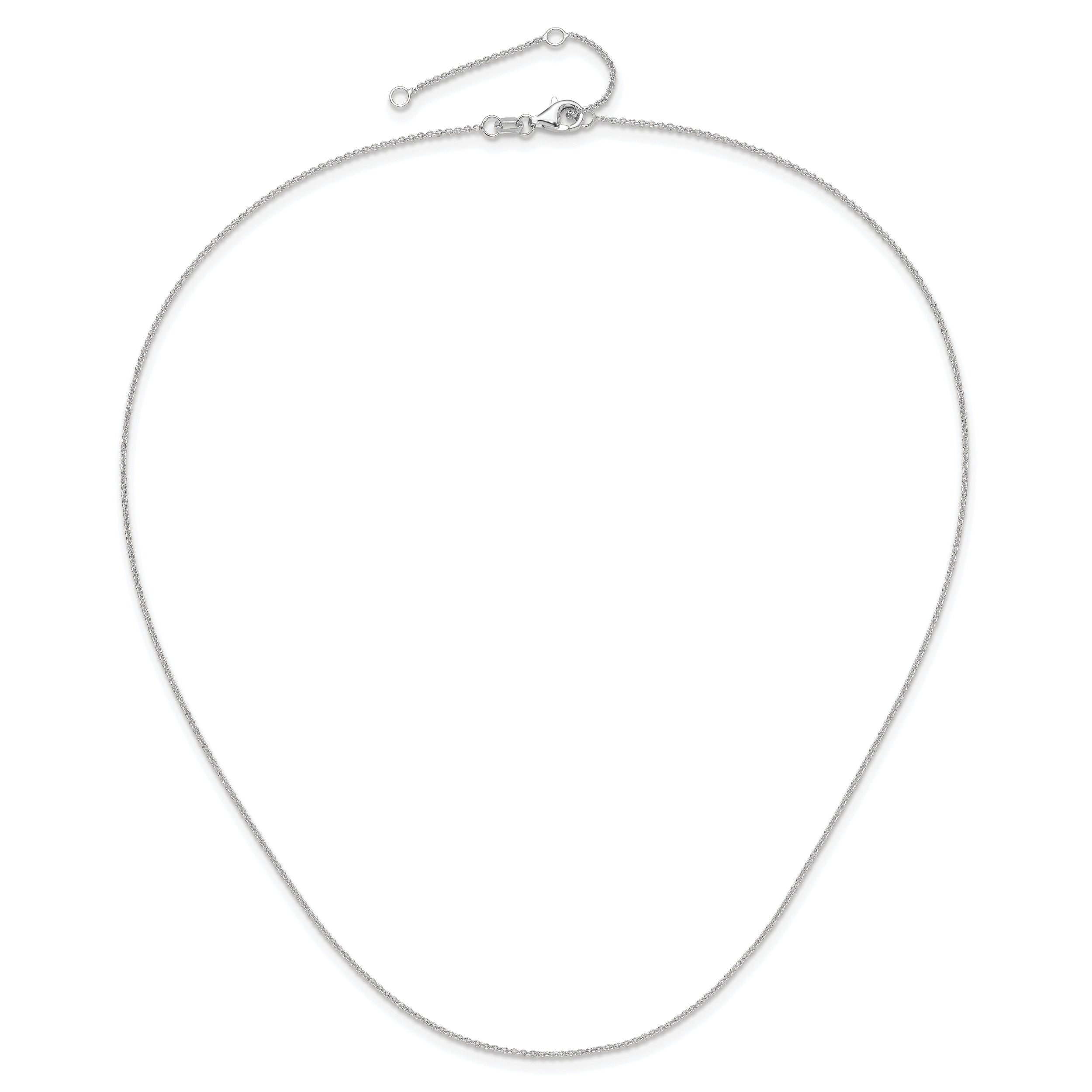 14k White Gold 1.25mm Round Cable 1in+1in Adjustable Chain