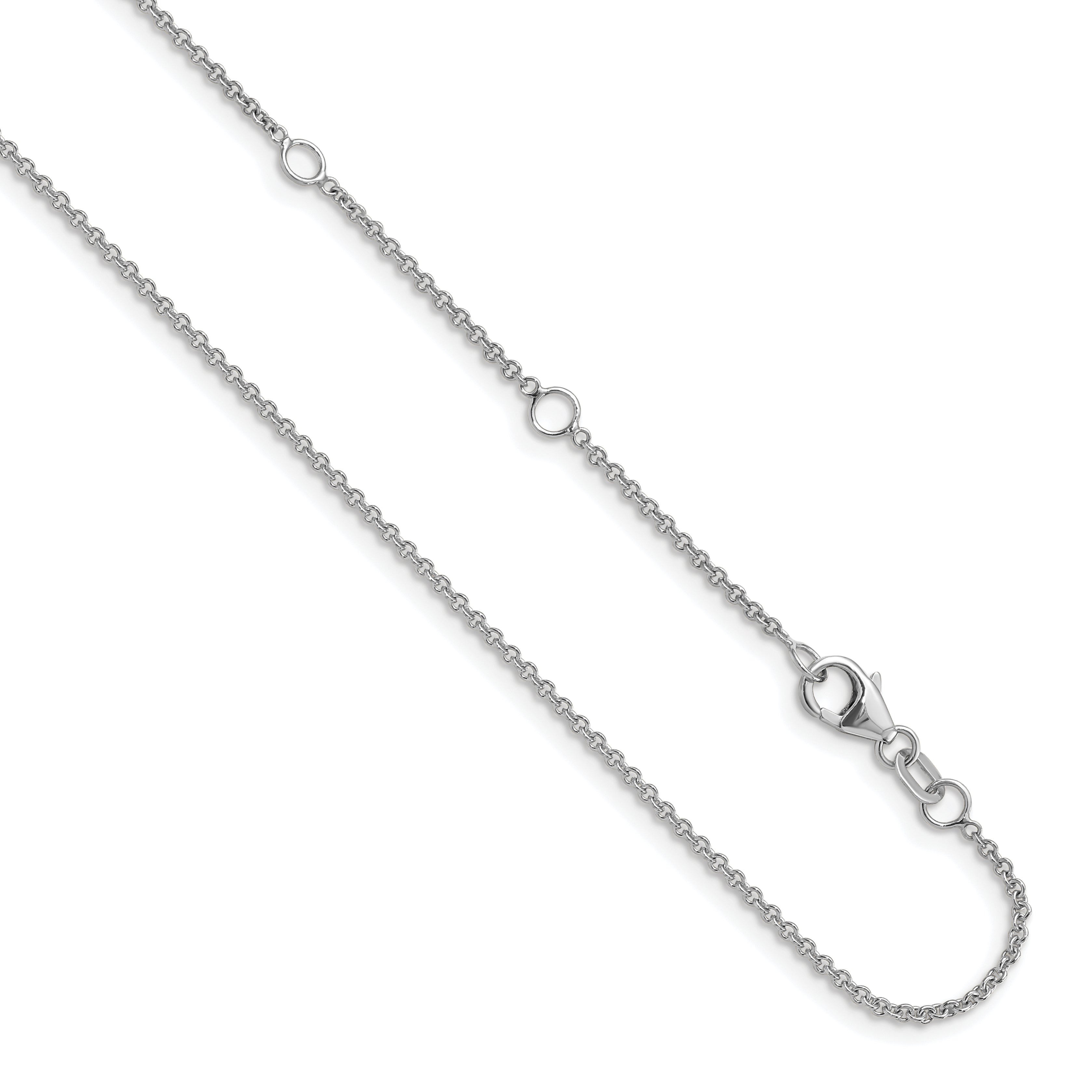 14k White Gold 1.4mm Round Cable 2in+2in Adjustable Chain