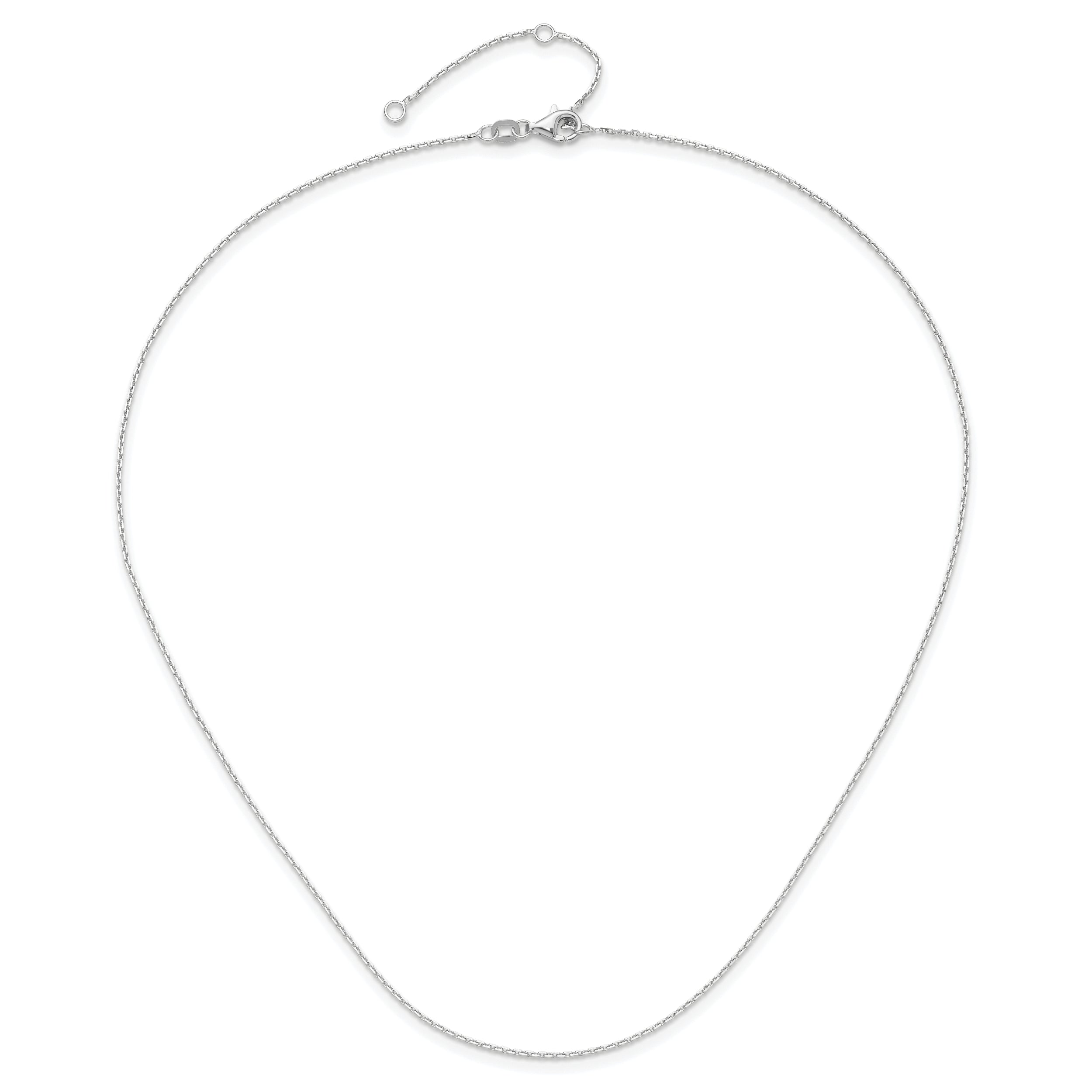 14k White Gold 1.1mm D/C Cable 1in+1in Adjustable Chain