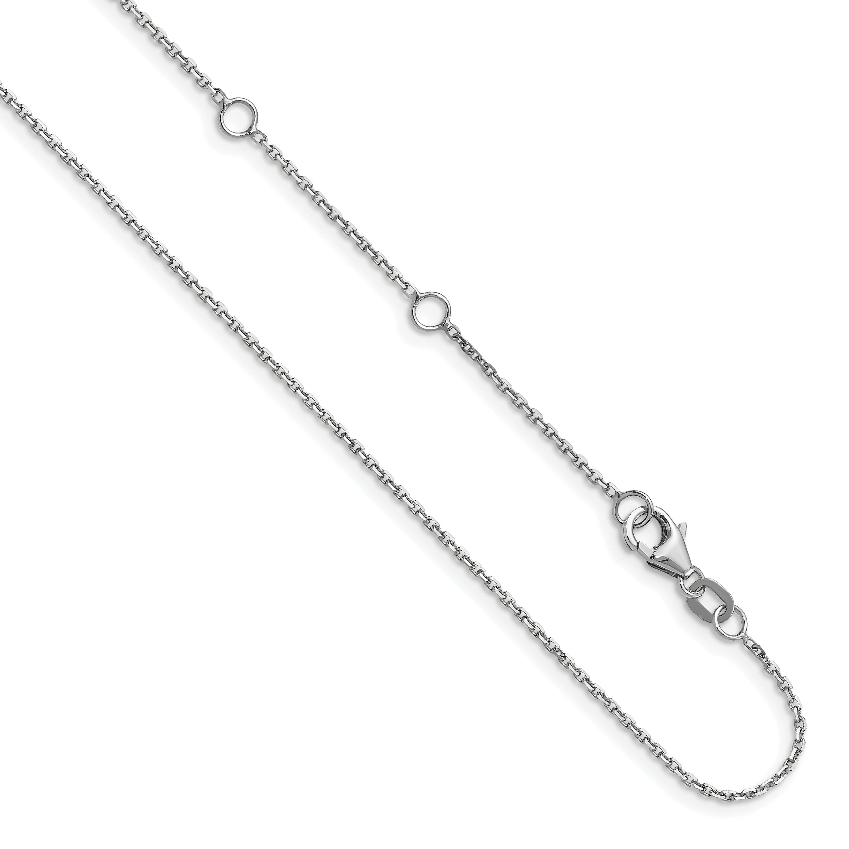 14k White Gold 1.1mm D/C Cable 2in+2in Adjustable Chain