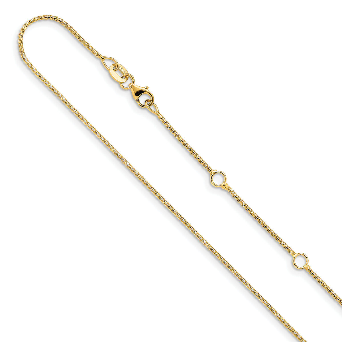 14K 1mm D/C Open Franco 1in+1in Adjustable Chain