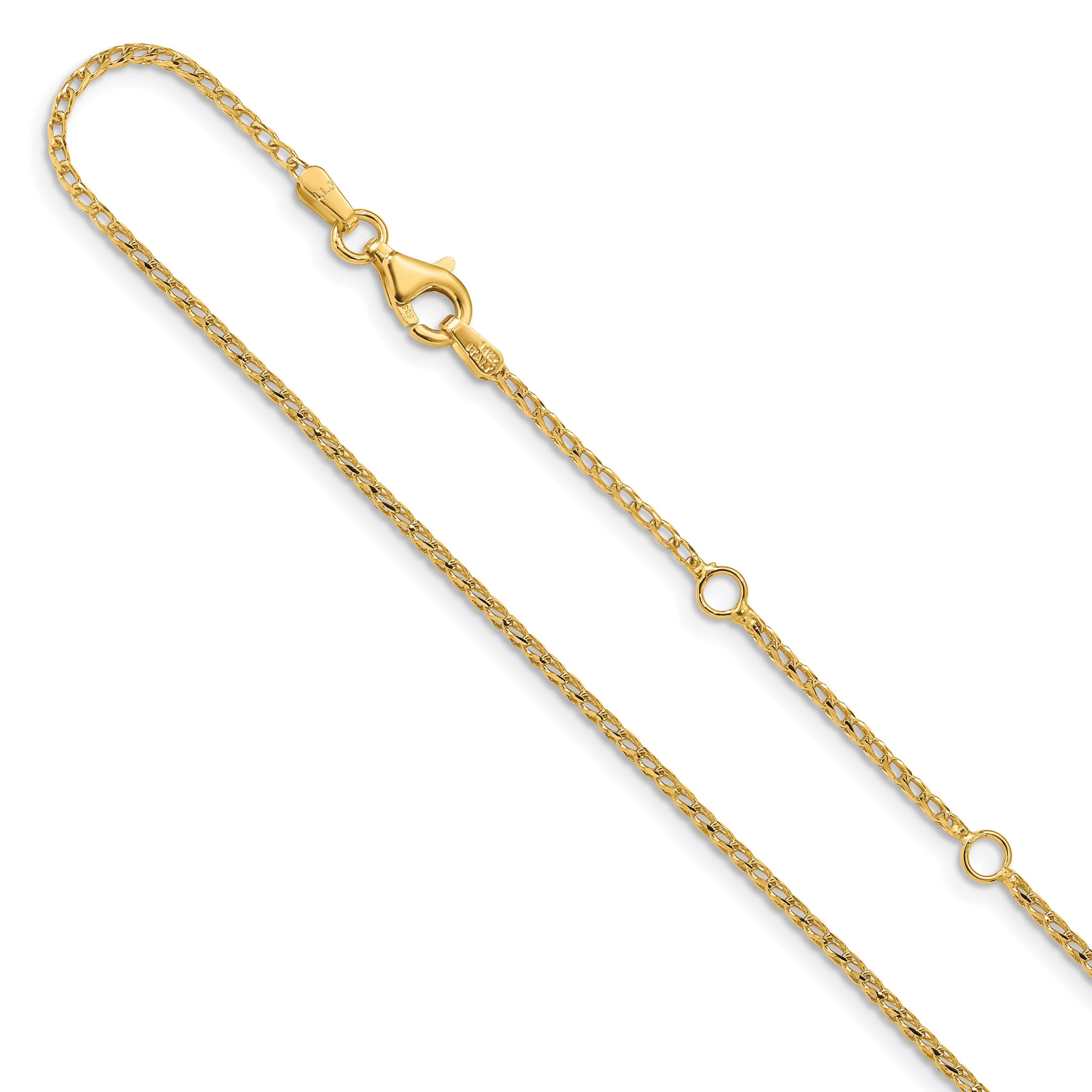 14K 1.4mm D/C Open Franco 1in+1in Adjustable Chain