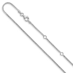 14K White Gold 1.4mm D/C Open Franco 1in+1in Adjustable Chain