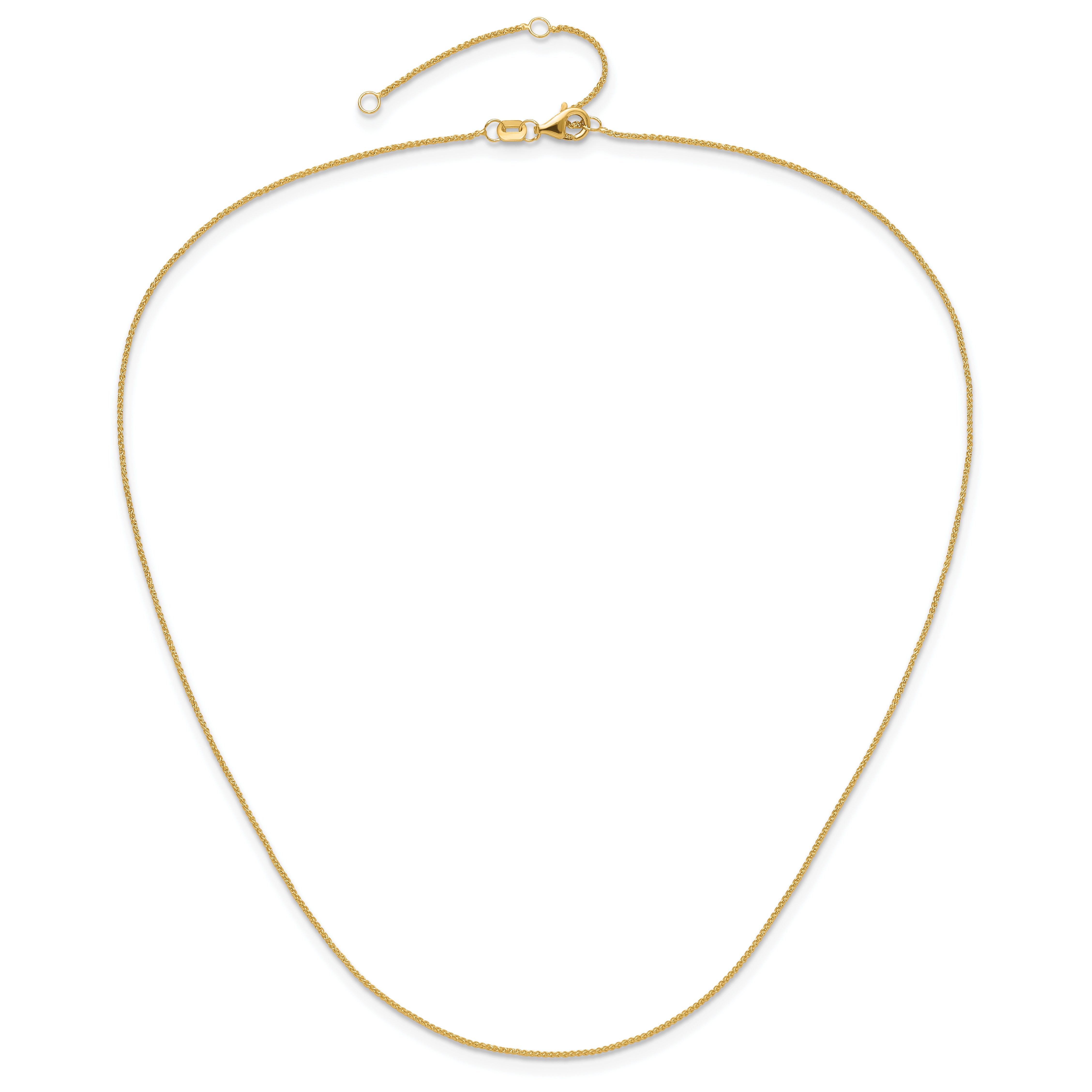 14K .8mm Baby Spiga (Wheat) 1in+1in Adjustable Chain