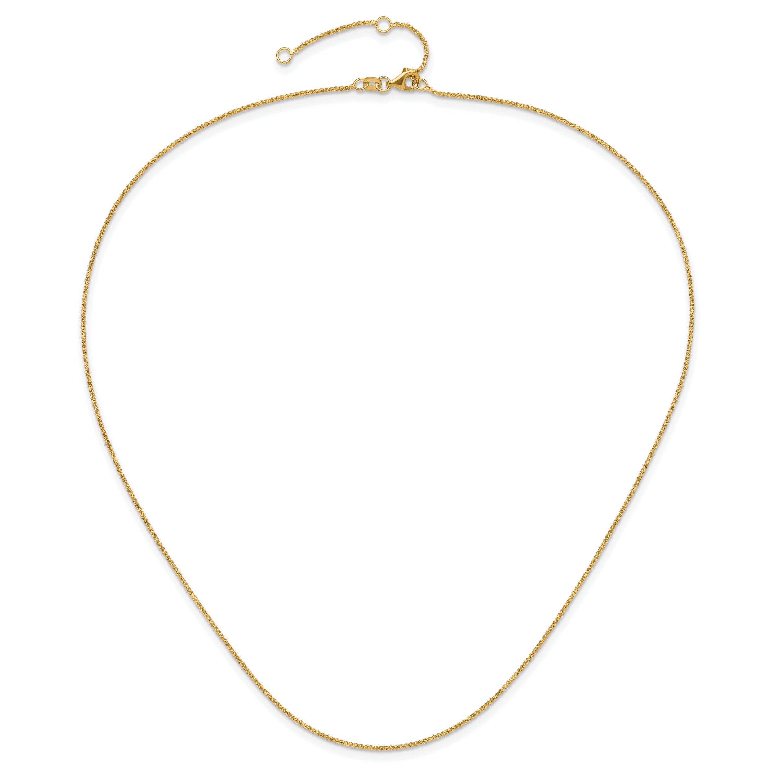 14K 1mm Spiga (Wheat) 1in+1in Adjustable Chain