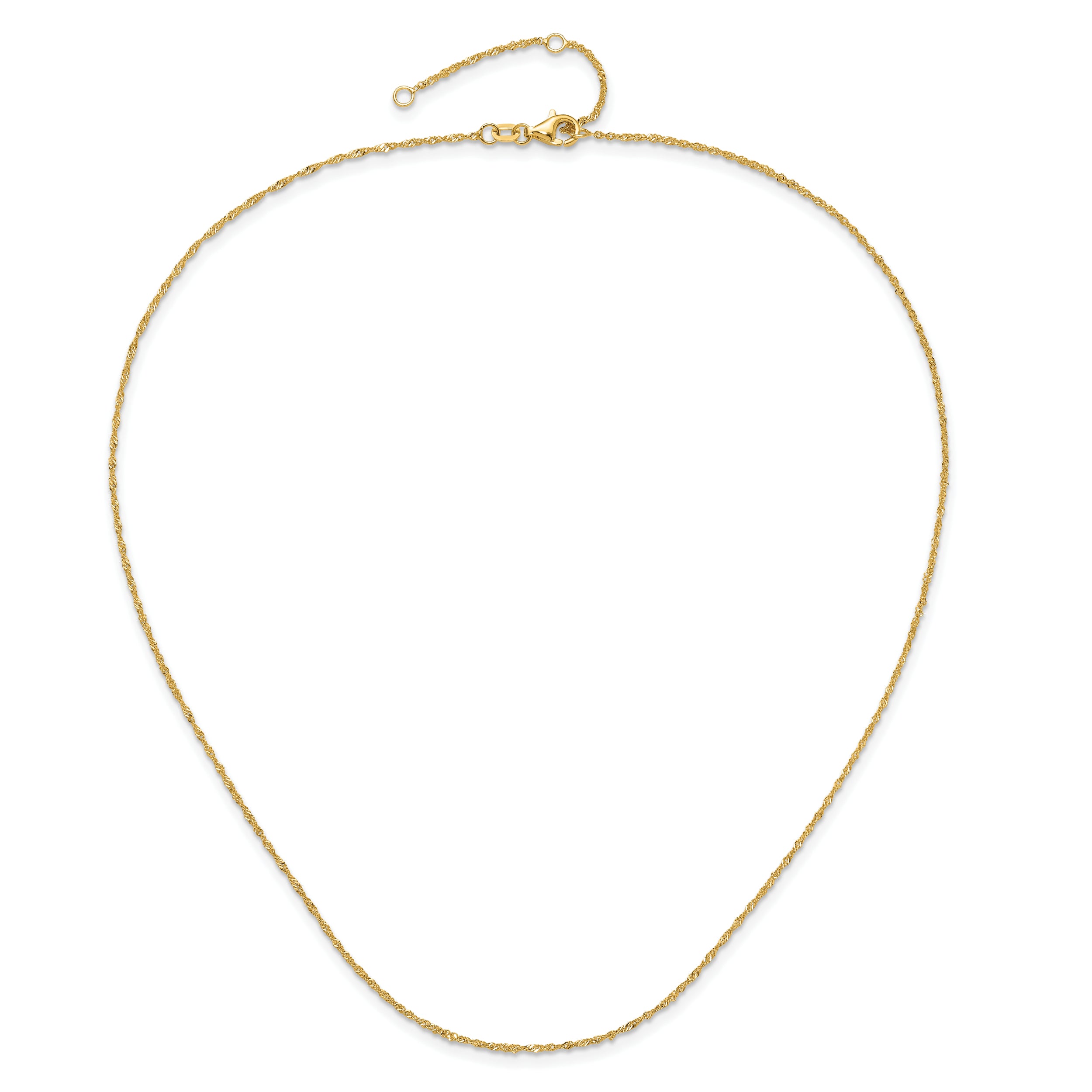 14K 1.25mm Singapore 1in+1in Adjustable Chain