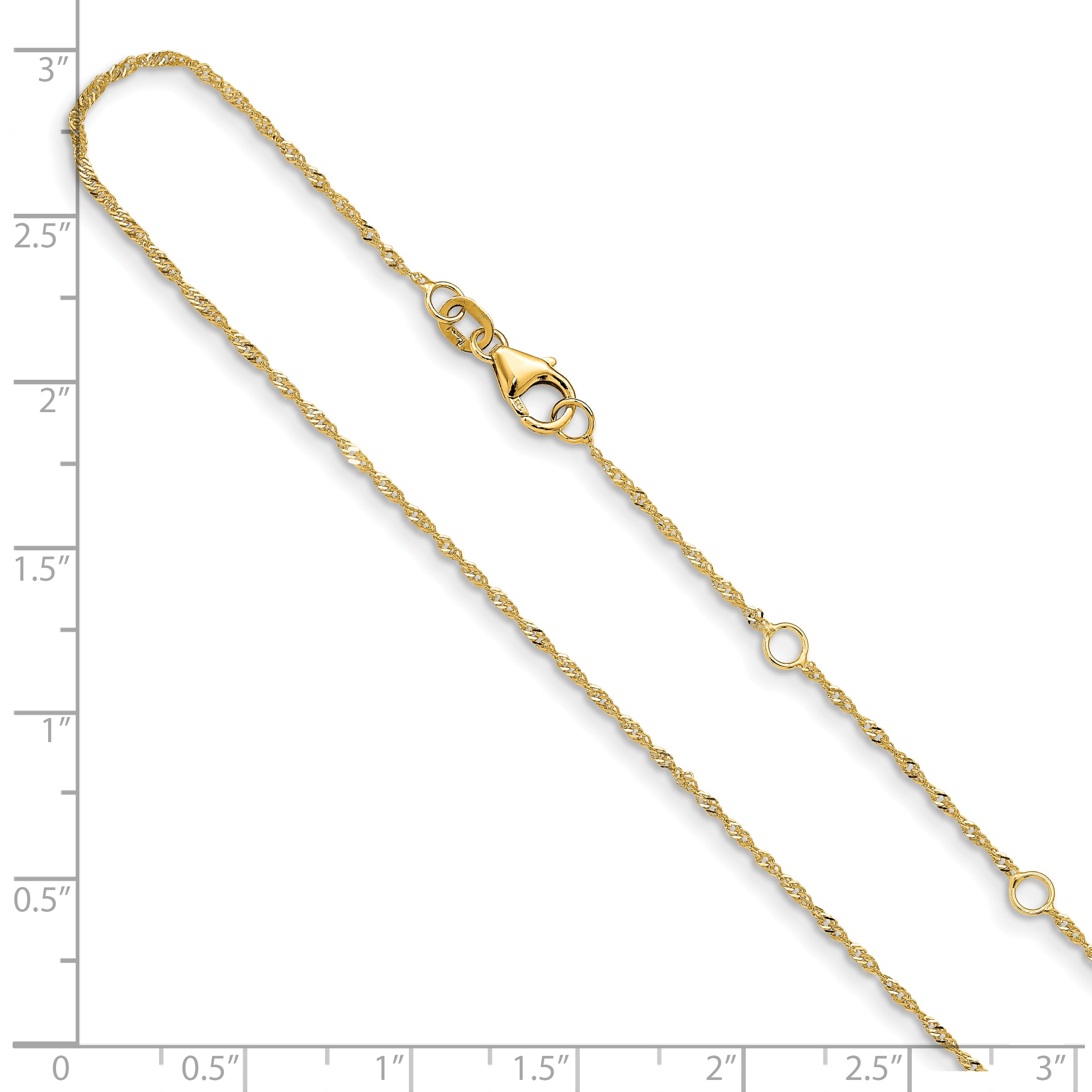 14K 1.25mm Singapore 1in+1in Adjustable Chain