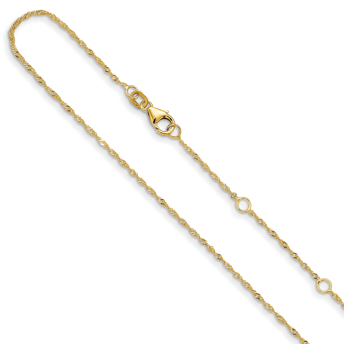 14K 1.25mm Singapore 1in+1in Adjustable Chain